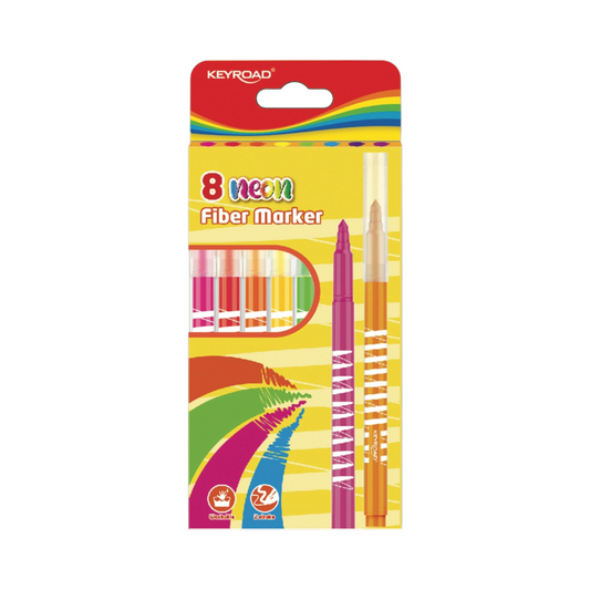Keyroad Neon Fiber Tip Marker Set, 8 Colors, Model KR971875