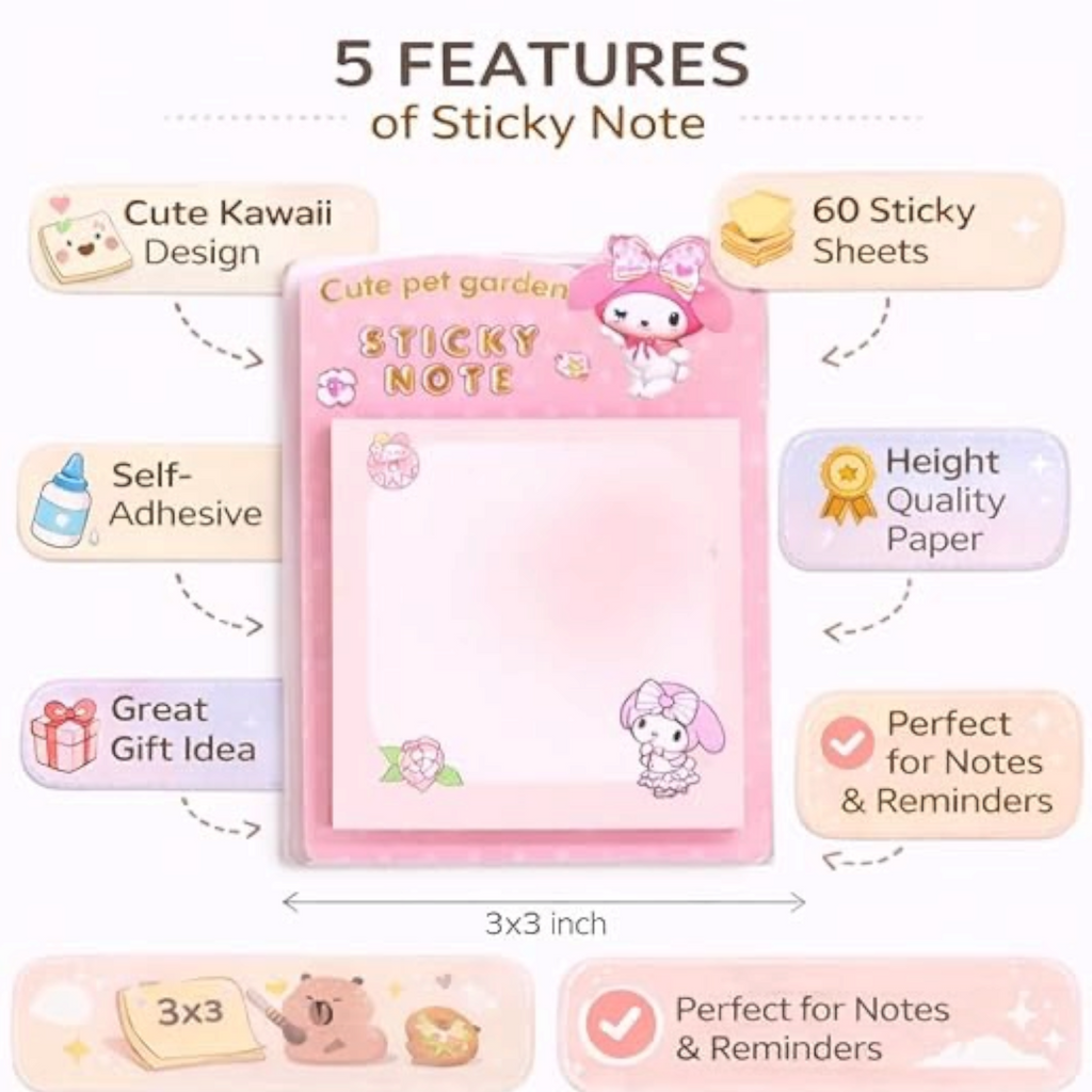 Sticky Notes Set Of 60 Sheet + Pen