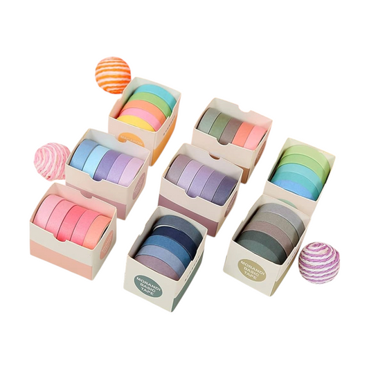Masking Tape Paper Adhesive 5 Rolls Decorative Geometric