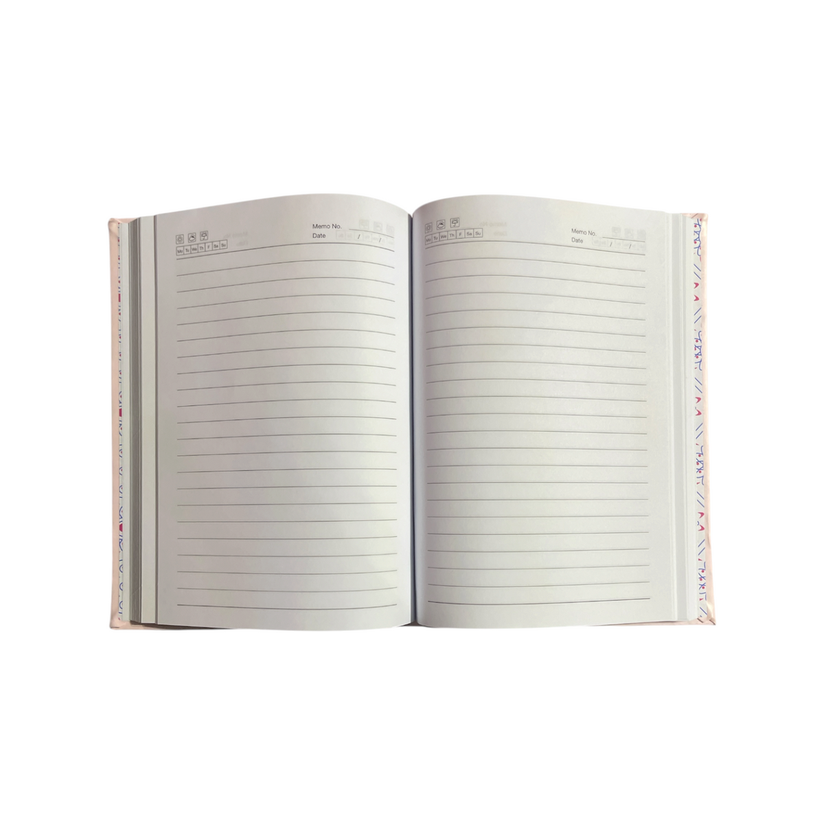 Elite Stationery House A5 hardcover notebook open to lined pages with date and memo fields