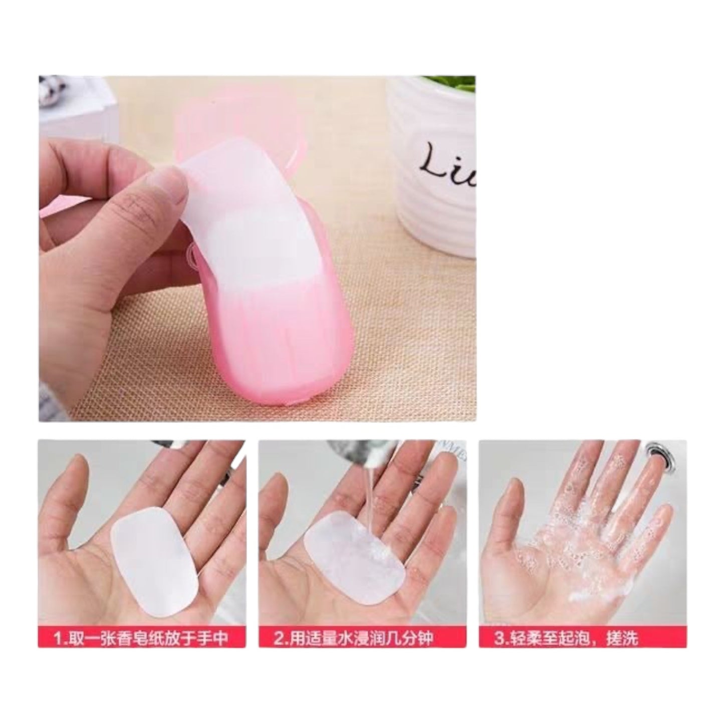 Portable Travel Soap Paper Sheets, Mini Disposable Soap Sheets