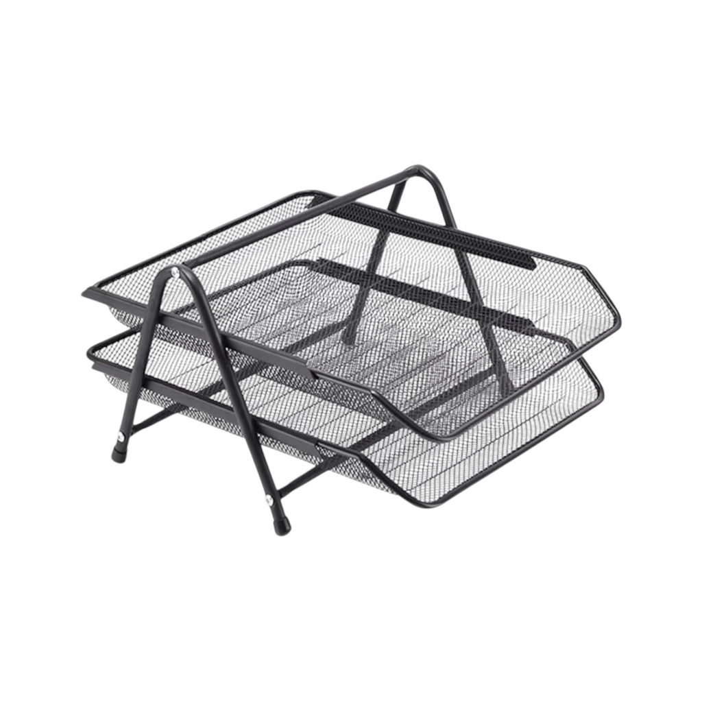 Desk Deposit Tray 2 Layer, A4 Letter Paper Mesh Storage Organizer