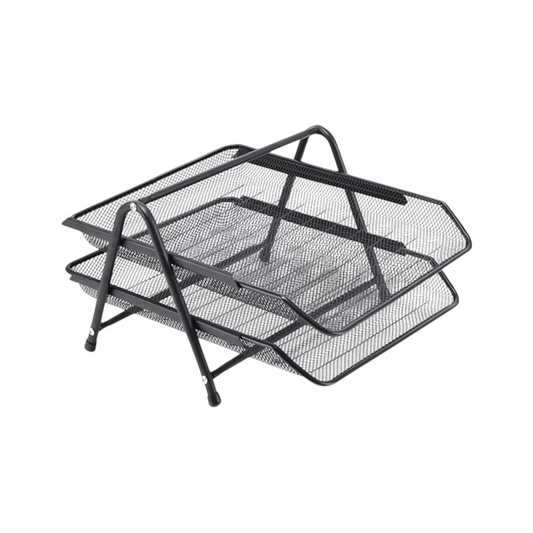 Desk Deposit Tray 2 Layer, A4 Letter Paper Mesh Storage Organizer