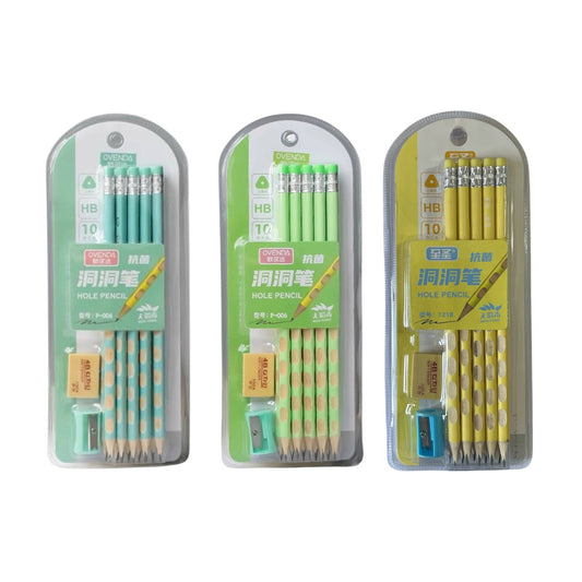 Jillion Groove Set 10 Pencil with Eraser and Sharpener For Kids - HB
