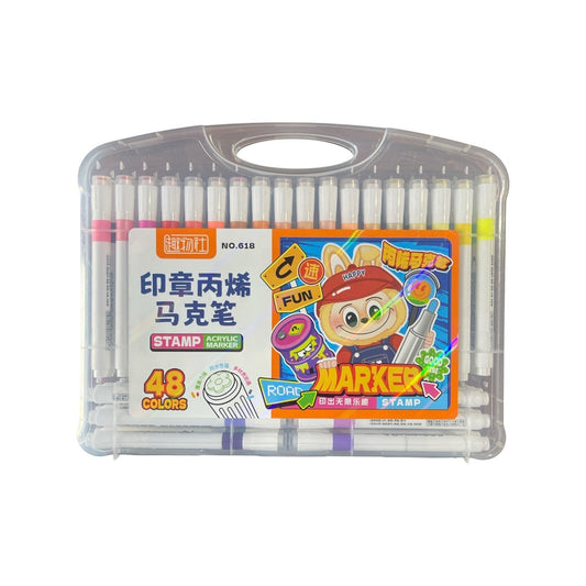 Double-Headed Stamp Highlighter Marker Pen Set 48 Color Highlighter Marker Pen