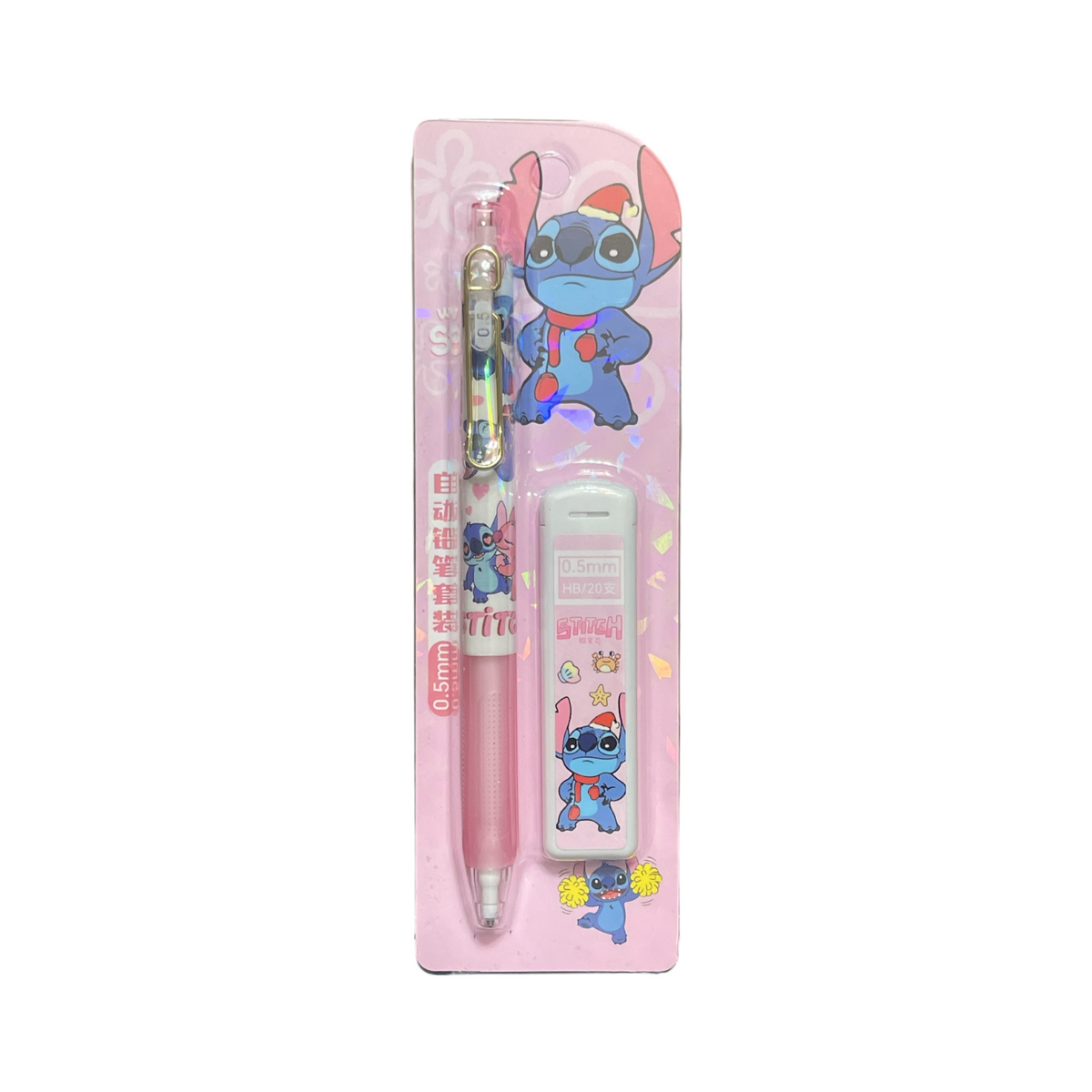 Disney Stitch Press Pencil + Core Replacement Set HB 0.5mm