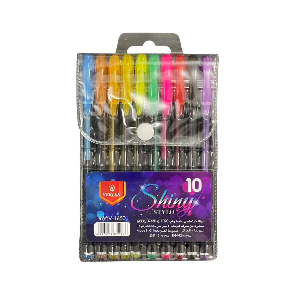 10 x Linc Shine Sparkled Gel Pens 0.7 mm FINE Tip 10 colors