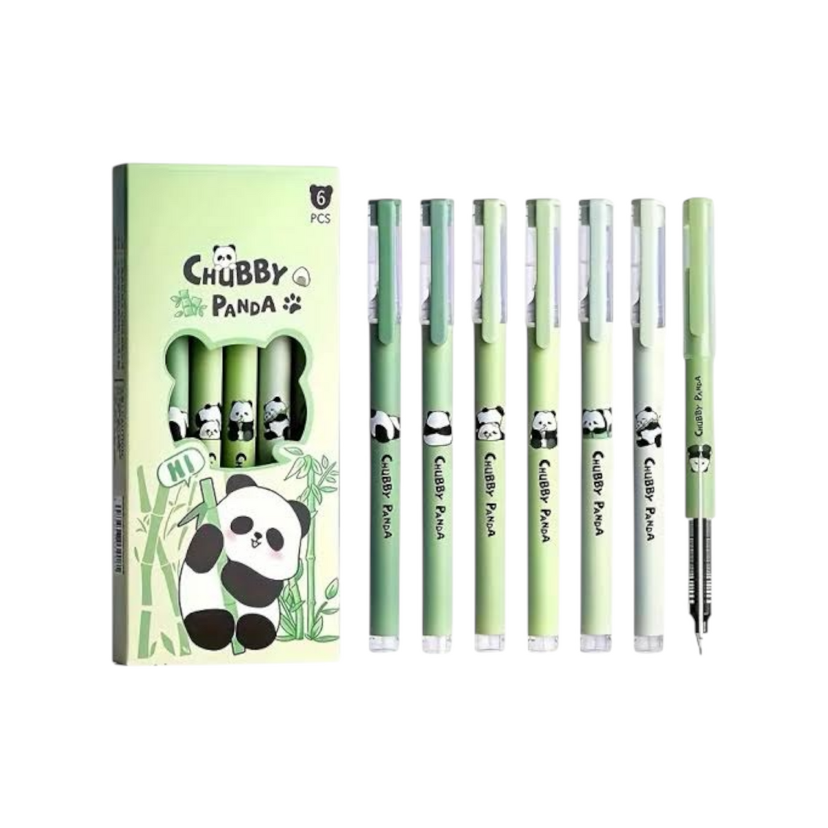 Panda Gel Pen 6 Blue Pens Set 0.5 mm
