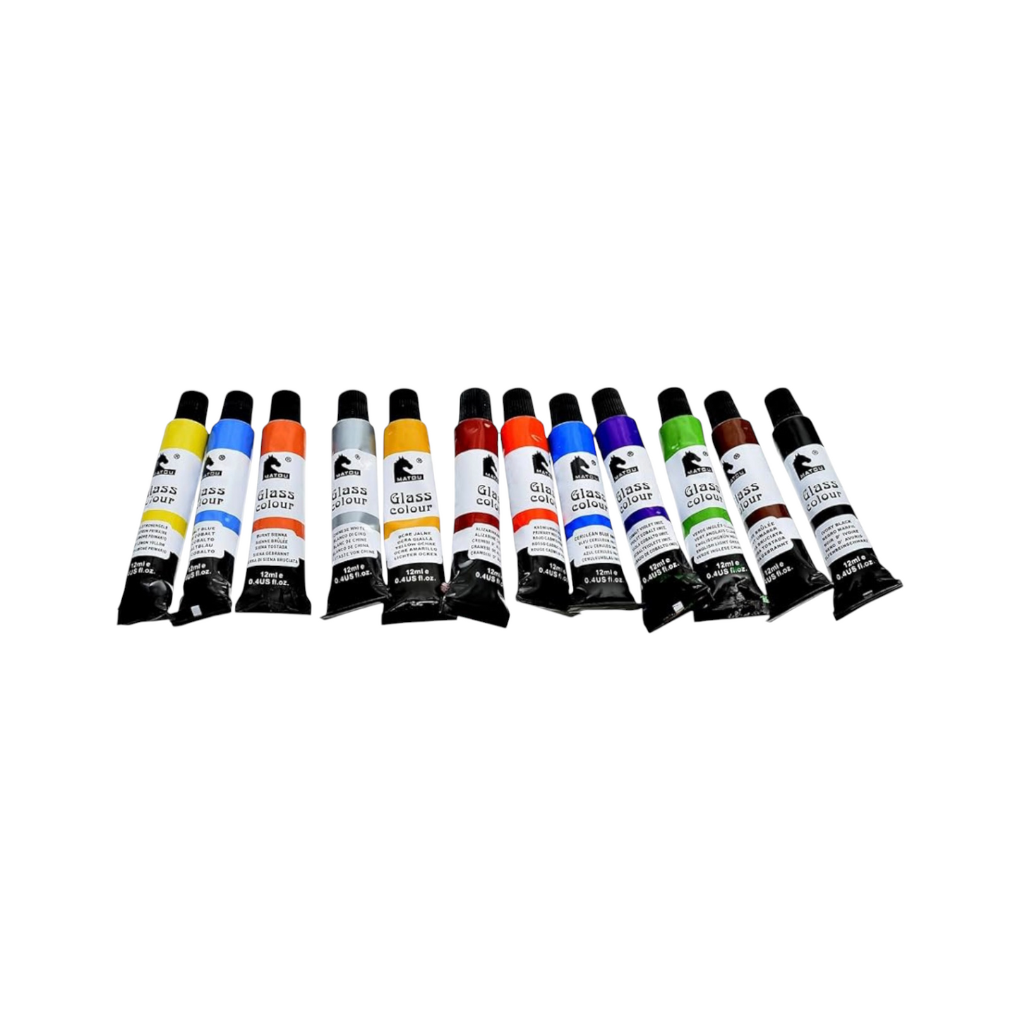 Matou Y-1363 High Quality Glass Colours 12 Tubes 12ml For Artist, Beginners and professionals - Multi Color