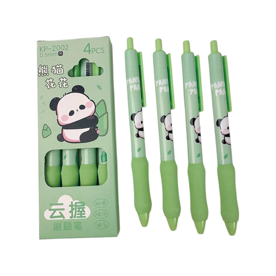 Panda Gel Pen 4 Blue  Pens With Rubber Grip