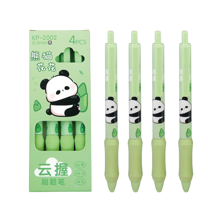 Panda Gel Pen 4 Blue  Pens With Rubber Grip