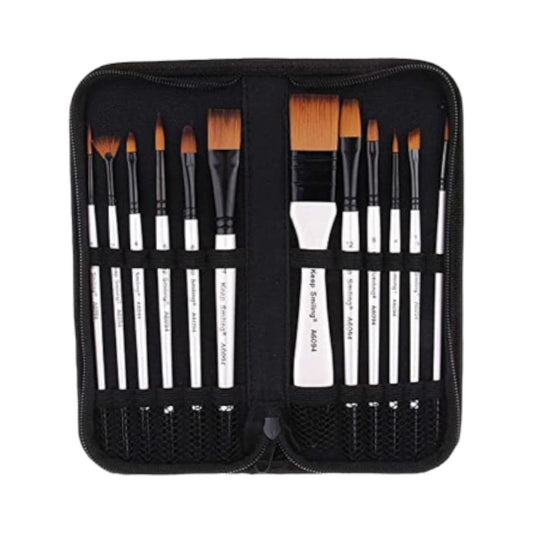 12pcs Professional Artist Paint Brushes Set Bag Pack