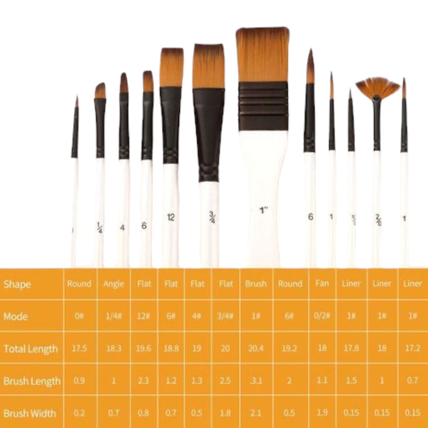 12pcs Professional Artist Paint Brushes Set Bag Pack