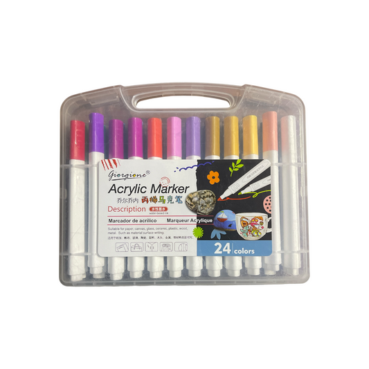 24 Colors Acrylic Paint Marker Pen Set for Crafts Fabric Canvas Glass Paper