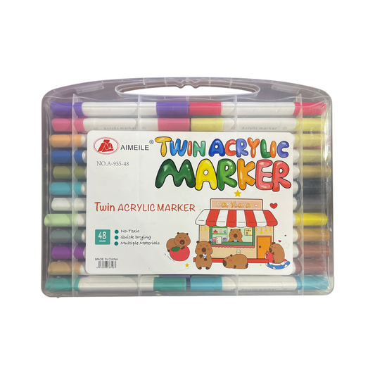 48 Colors Acrylic Paint Pens Markers, Dual Tip with Medium Tip and Brush Tip