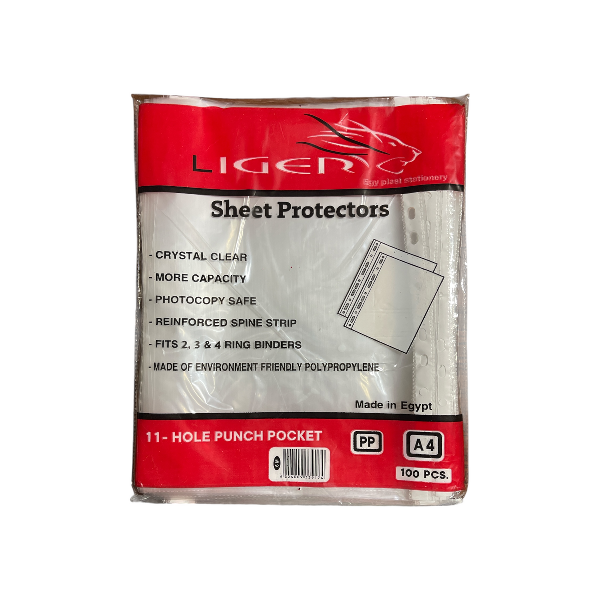 A4 - 11 holes Lider U Shape Sheet protector, Transparent, A4 - 11 holes