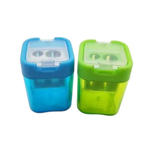 Double Hole 8mm Kids Plastic Container Pencil Sharpener