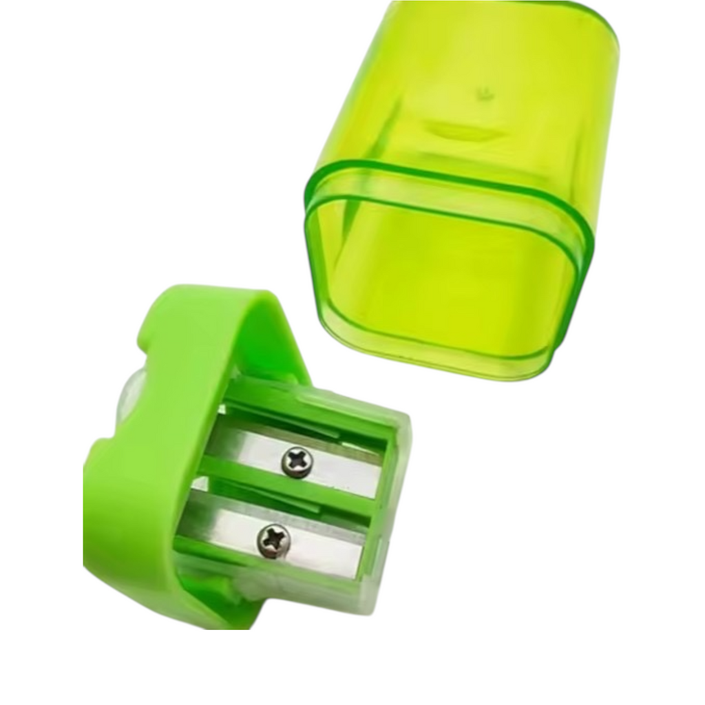Double Hole 8mm Kids Plastic Container Pencil Sharpener