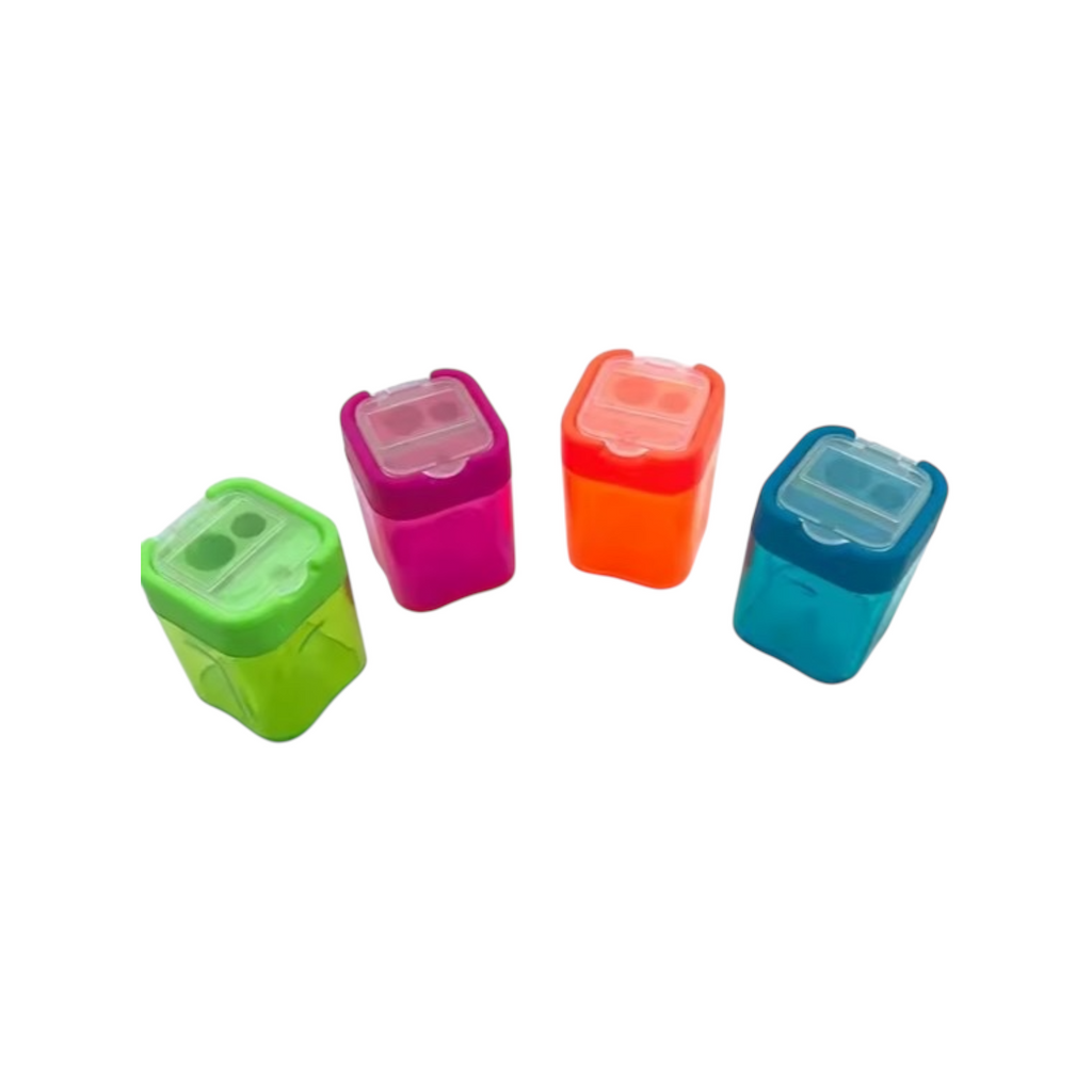 Double Hole 8mm Kids Plastic Container Pencil Sharpener