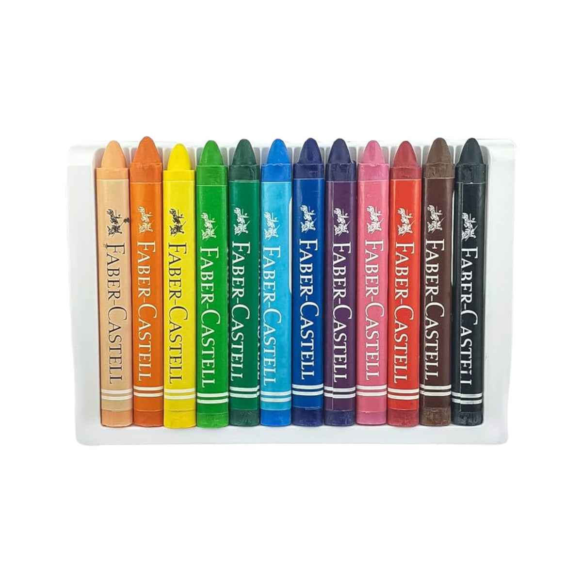 Faber Castell Triangular Wax Crayons Set - 9 Cm, 12 Pieces