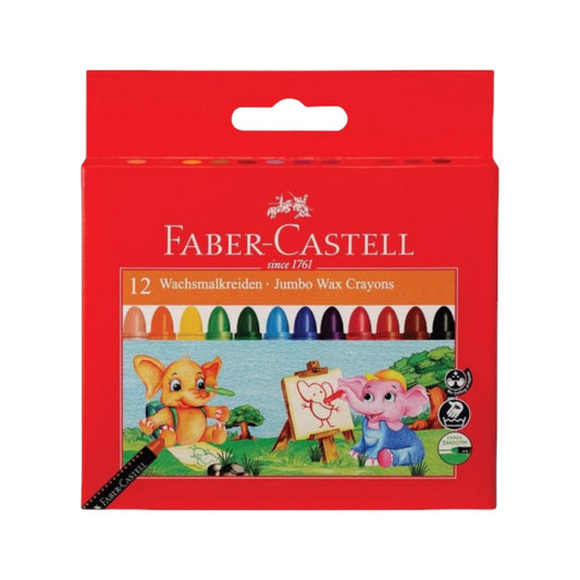 Faber Castell 120037 Jumbo Wax Crayons, 12 Colors