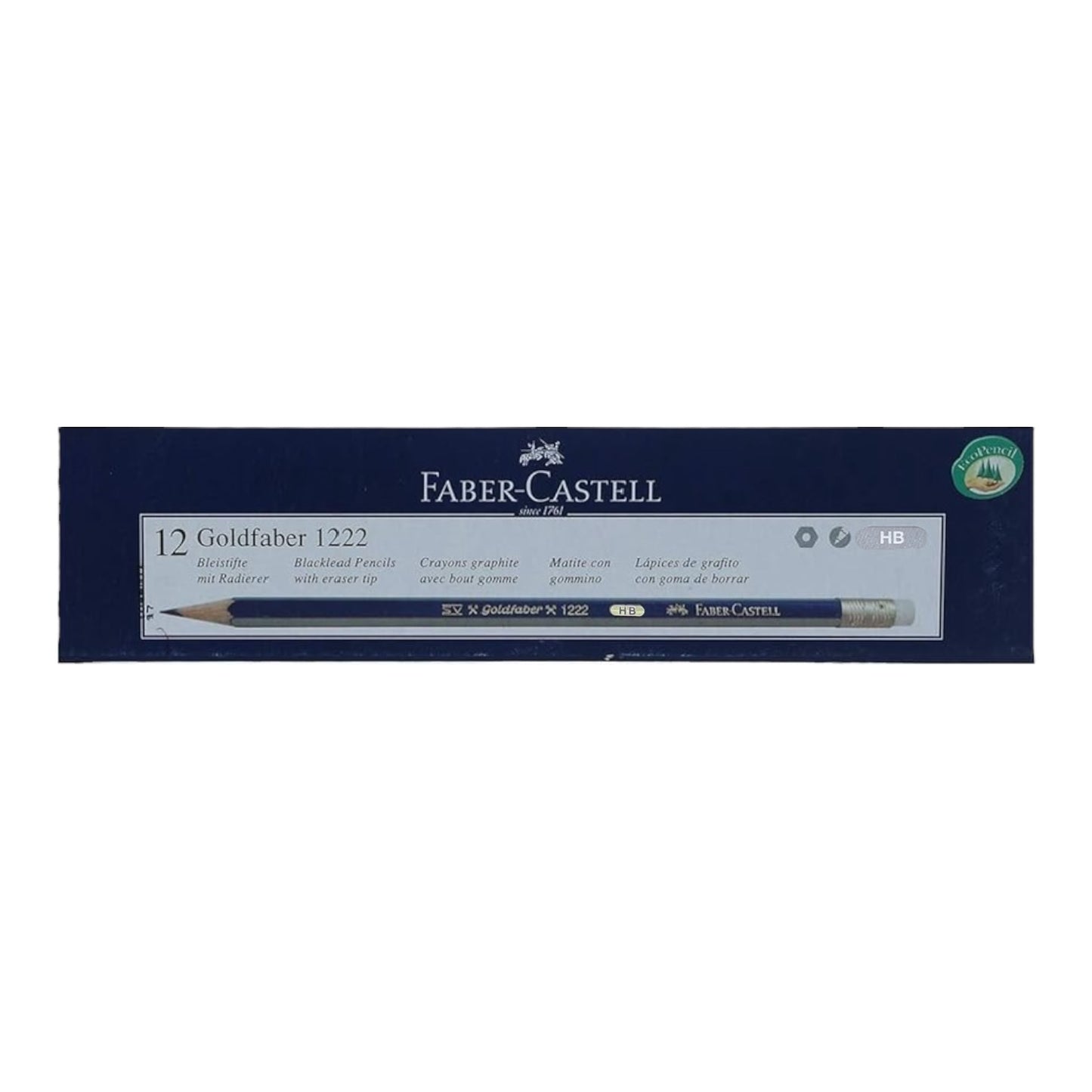 Faber Castell 1222 Goldfaber Pencil with Eraser - HB- Pack of 12 Pieces