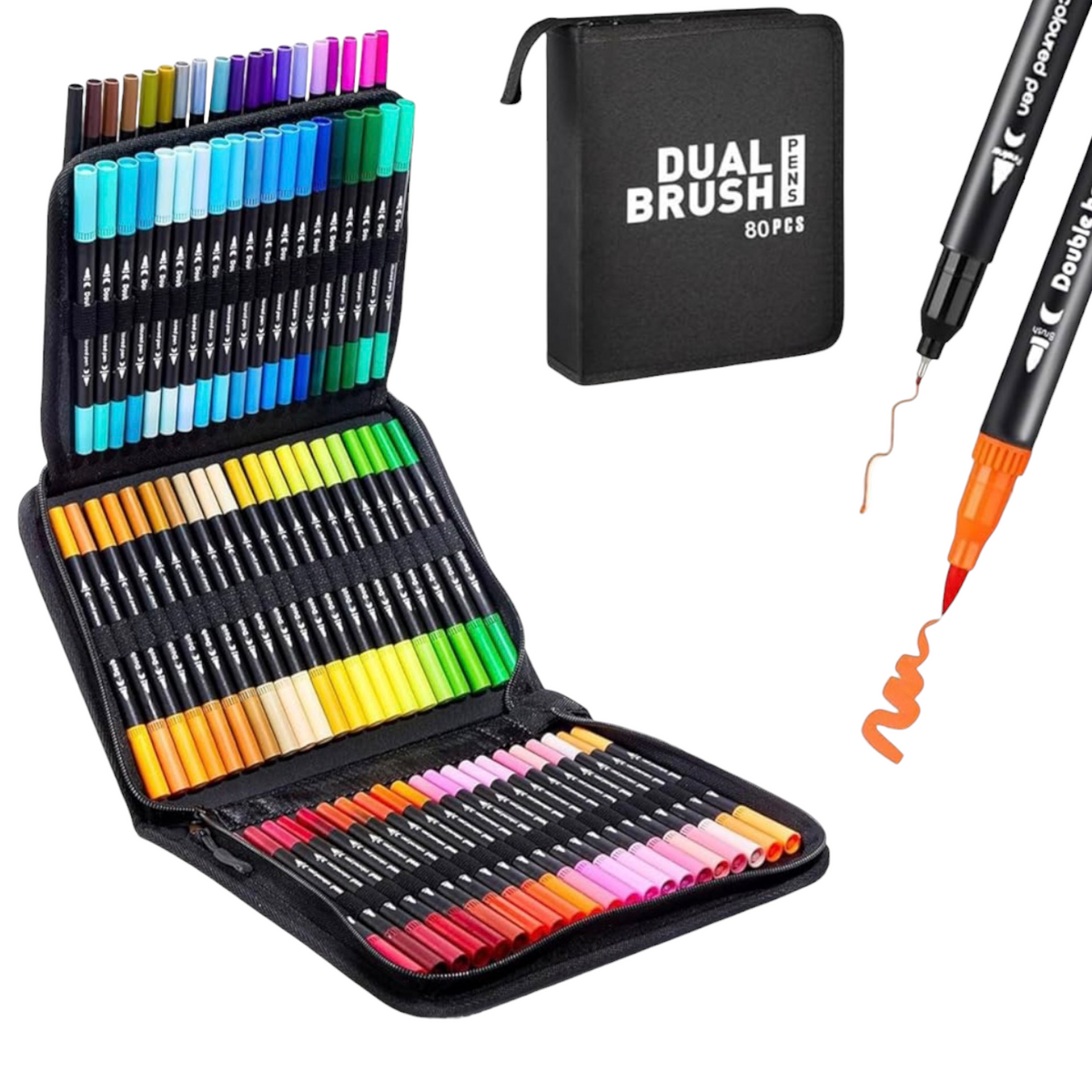 Markers for Adult Coloring Books: Brush Pens Dual Brush Fine Tip Drawing Pens Water-Based Coloring Markers