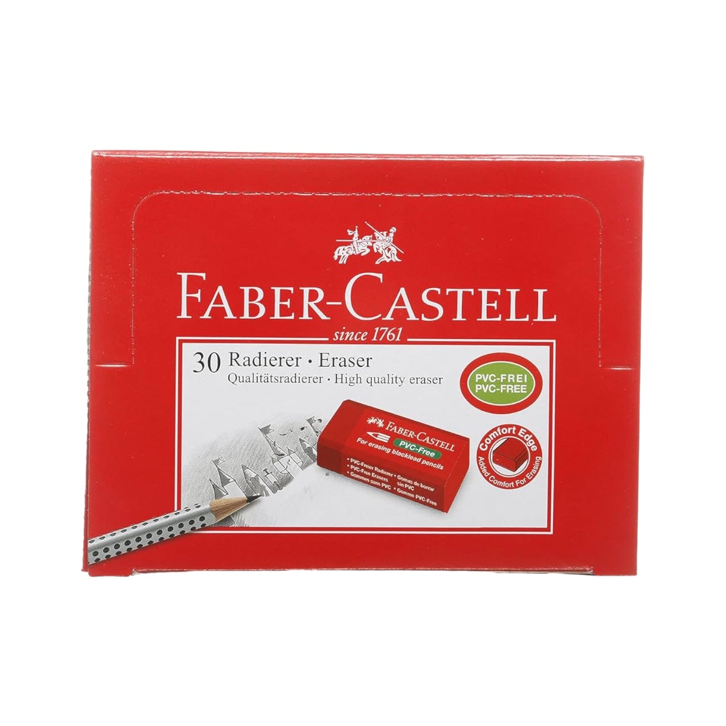 Faber-castell Eraser, Rectangular, One Piece, Free Pvc, Red