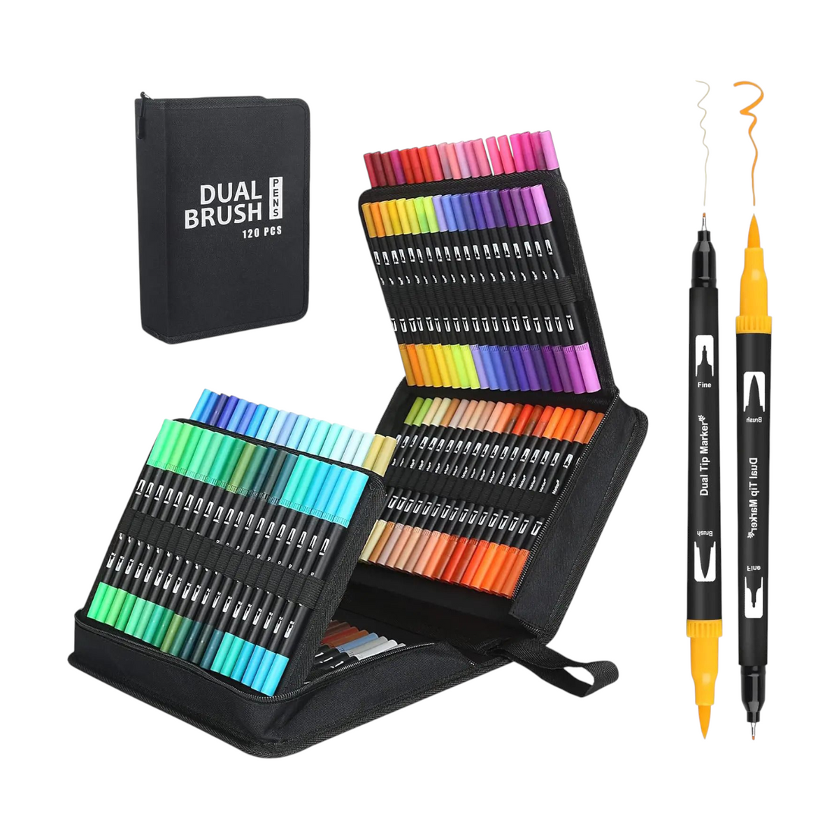 Markers for Adult Coloring Books: Brush Pens Dual Brush Fine Tip Drawing Pens Water-Based Coloring Markers