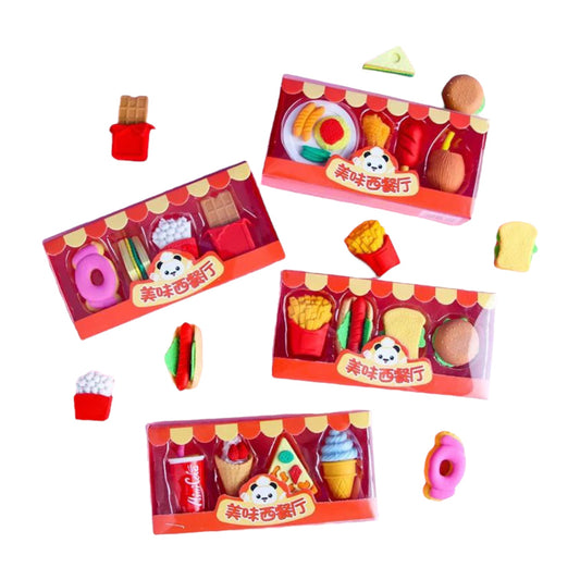 4 Pieces /Pack Meals Eraser Set Rubber