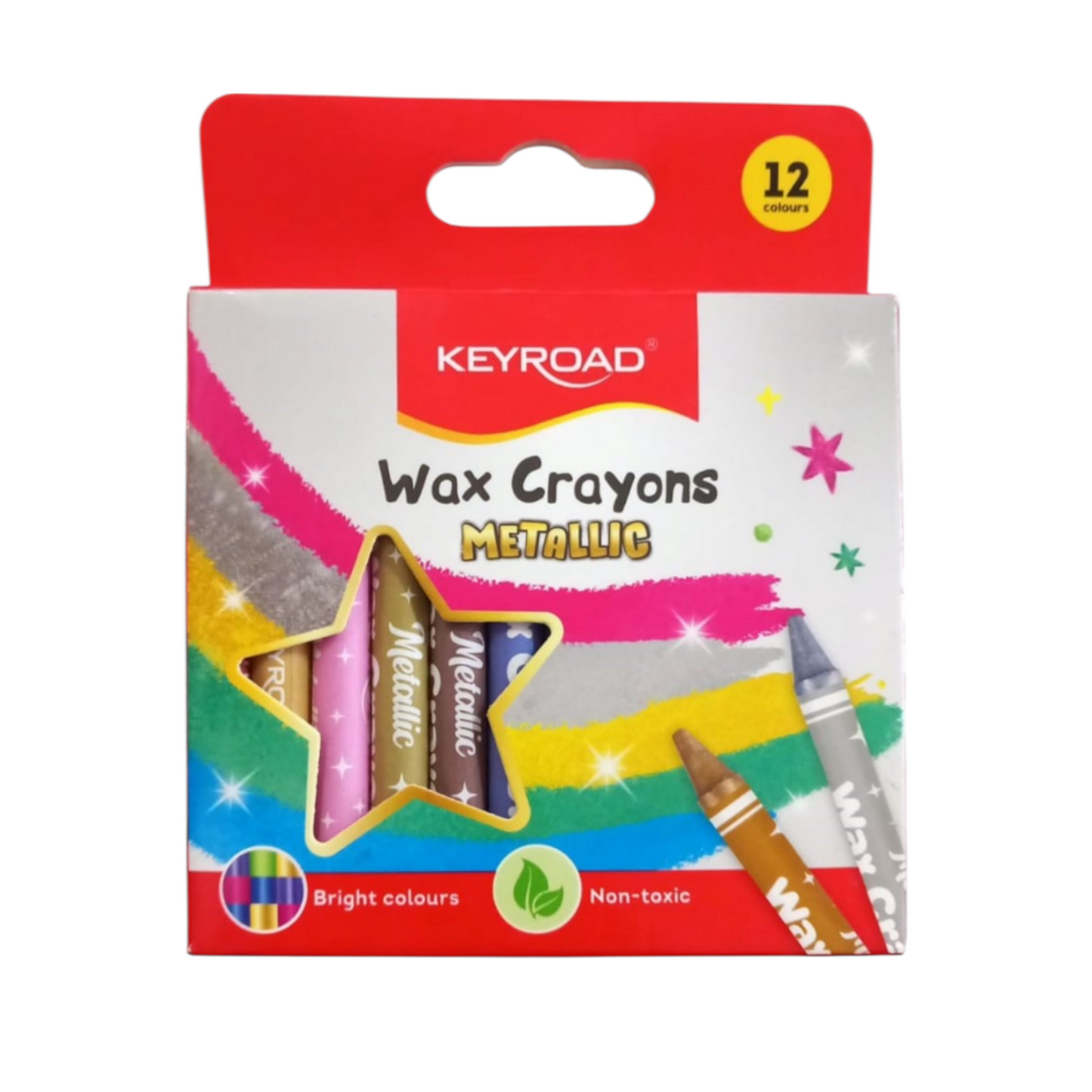 Keyroad Metallic Wax Crayons Set, 12 Colors, Model KR971303