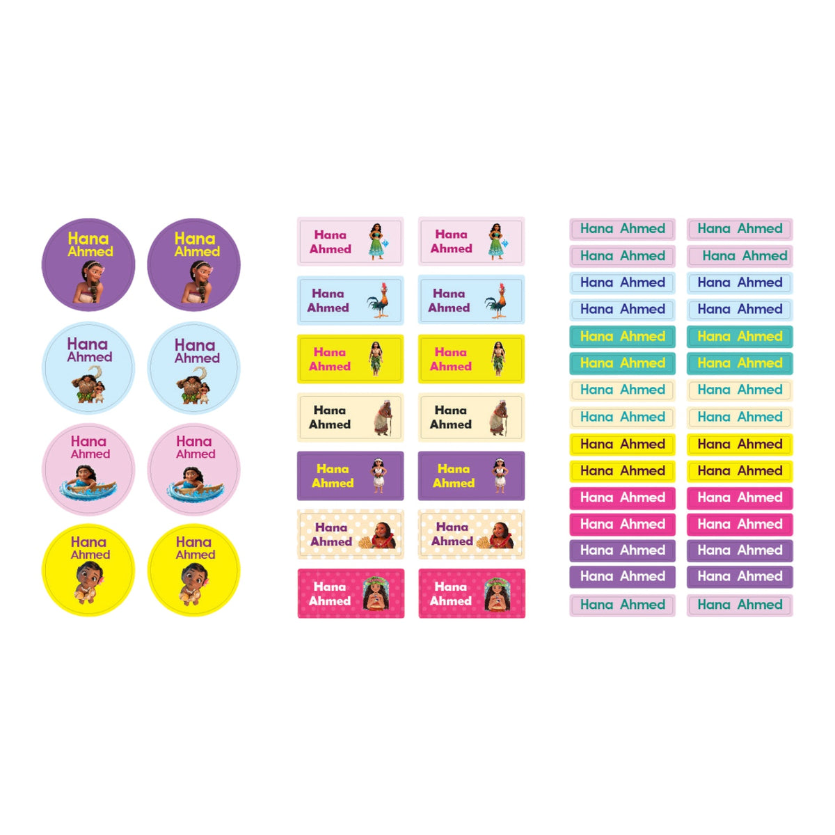 Moana 2 Name Tag Stickers