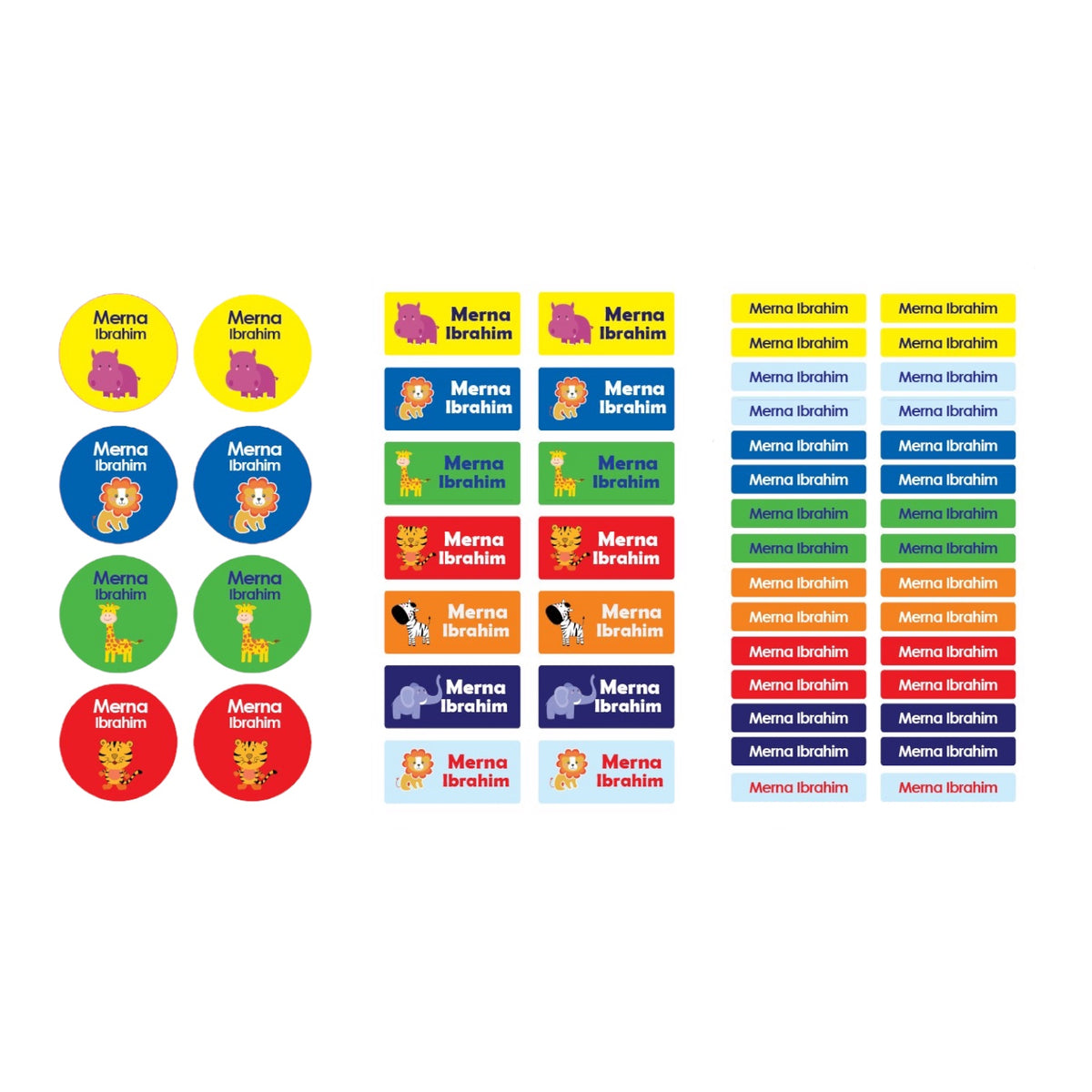 Animals Name Tag Stickers