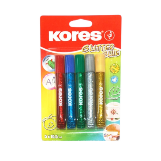Glitter Glue Set Metal Detail Pin 5 Colors Kores Model 75000