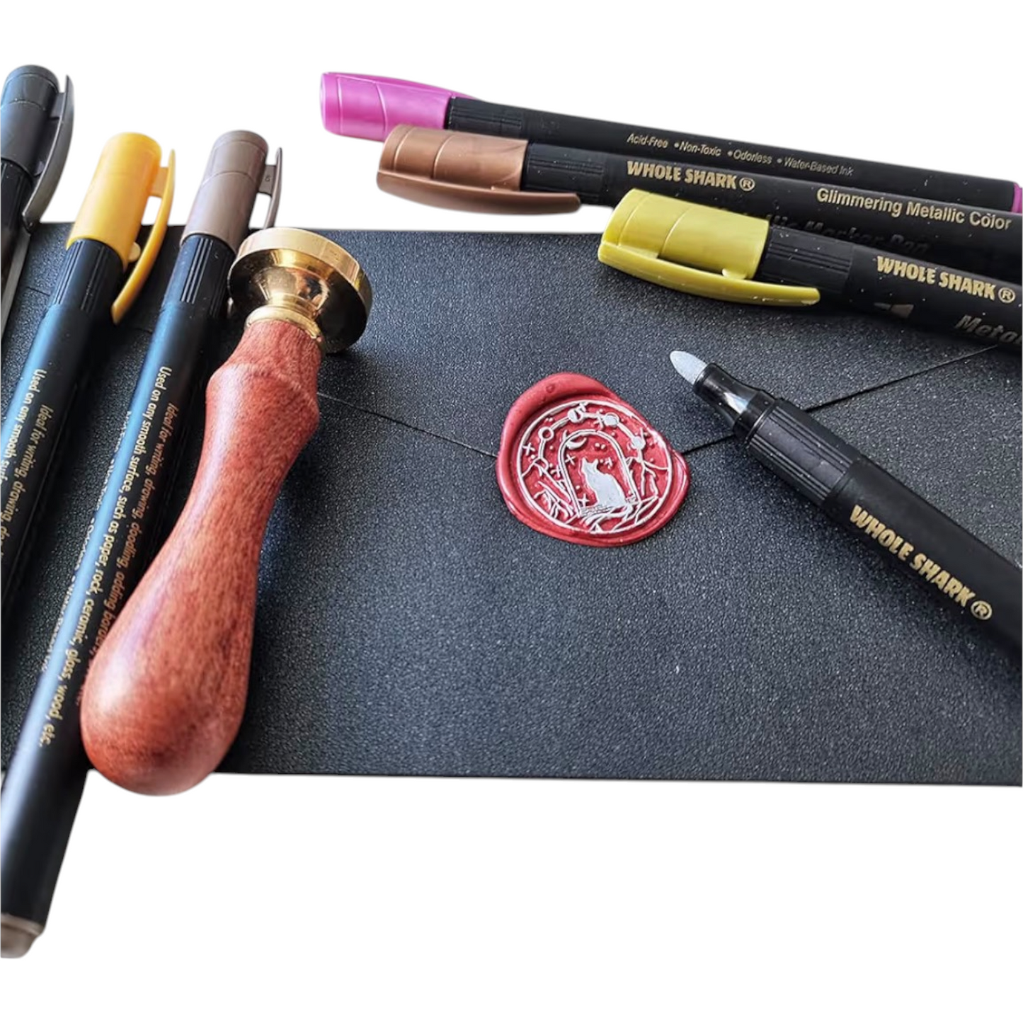 Wax Seal Pen Kit, PORXFLY 12 Pieces Metallic Marker Pens