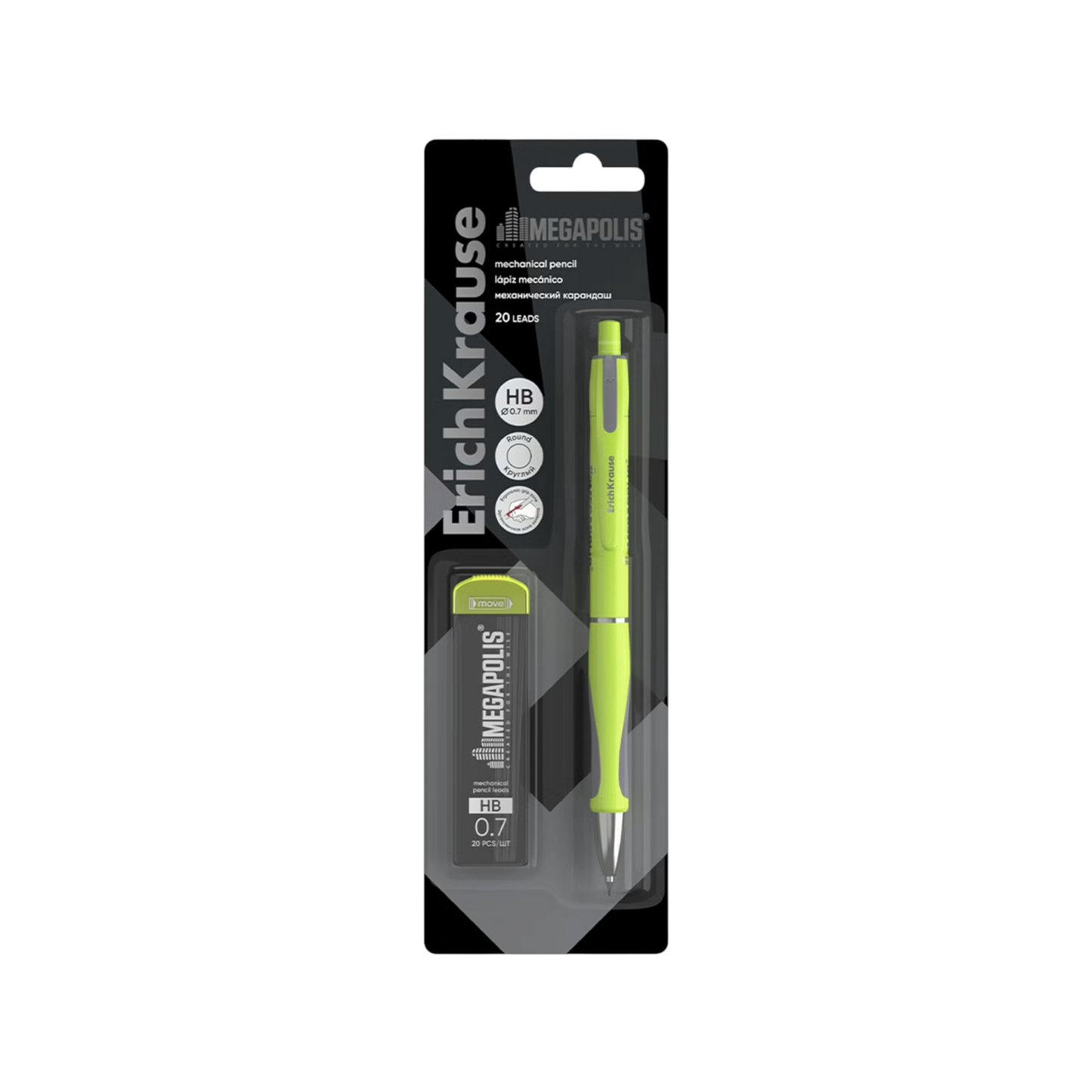 Erich Krause 0.7mm HB Mechanical Pencils Set with 20 Leads in Blister