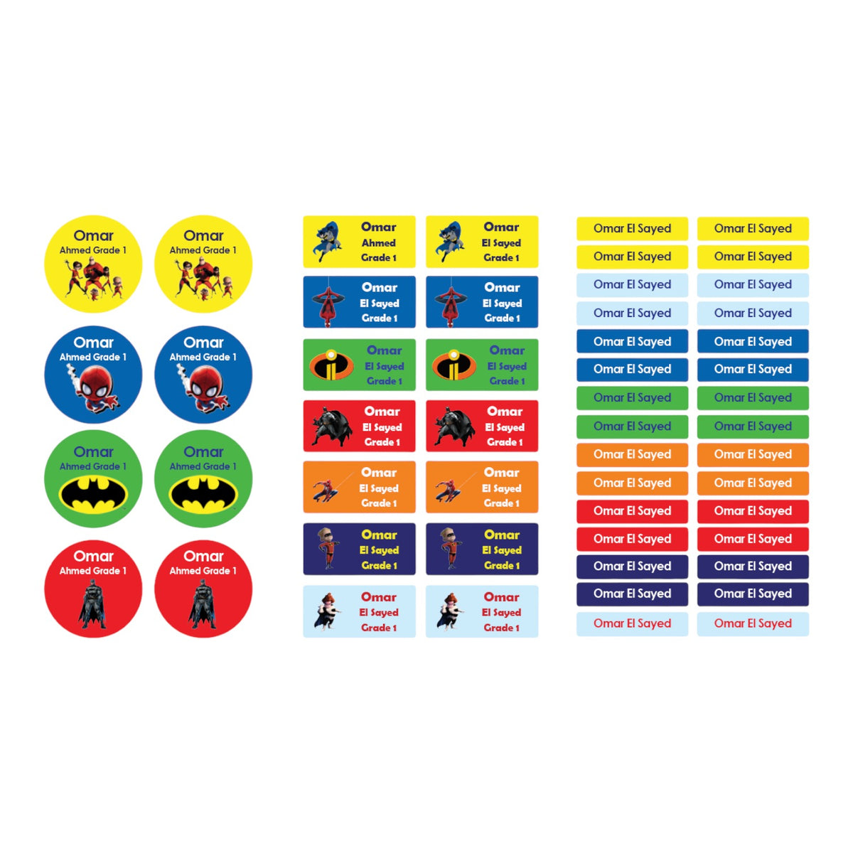 Super Heroes Name Tag Stickers