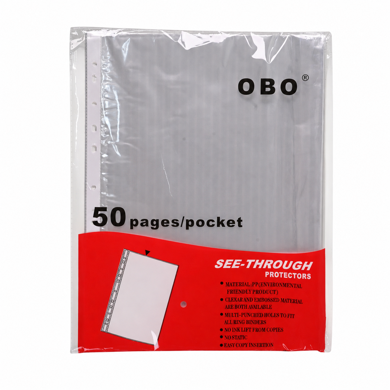 OBO Belal 1170 Transparent Pocket File High Quality A4 50 Pages - 0.07 mm (Copy)