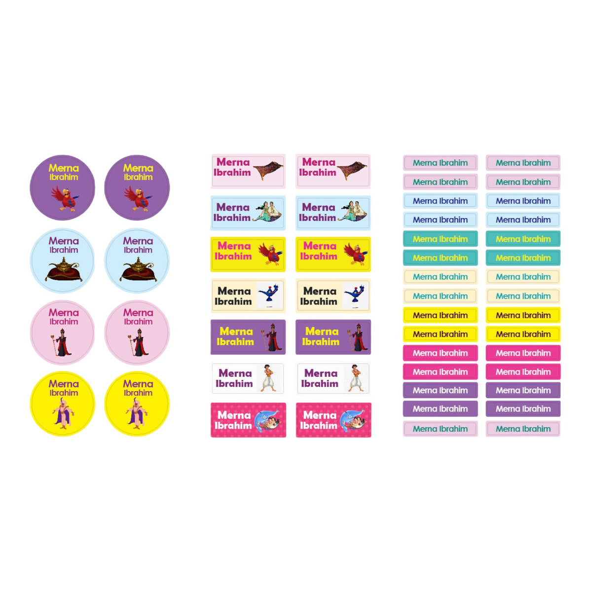 Aladdin Name Tag Stickers