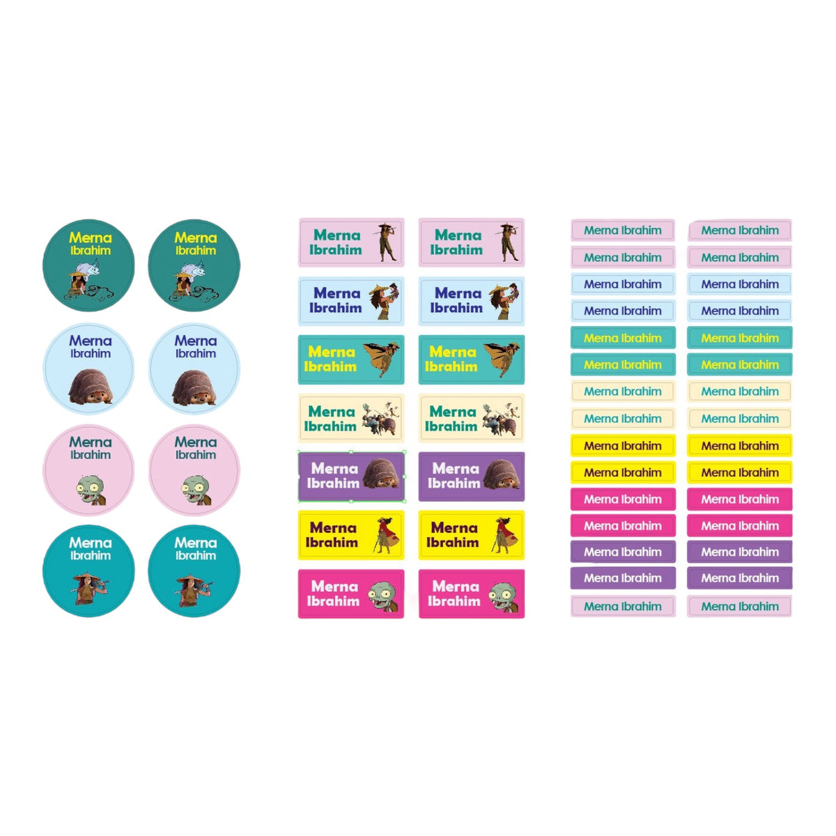Raya & The Dragon Name Tag Stickers