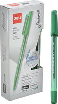 Deli Ballpoint Pen Set, 0.7 mm, 12 Pieces, Green, Hexagonal Barrel