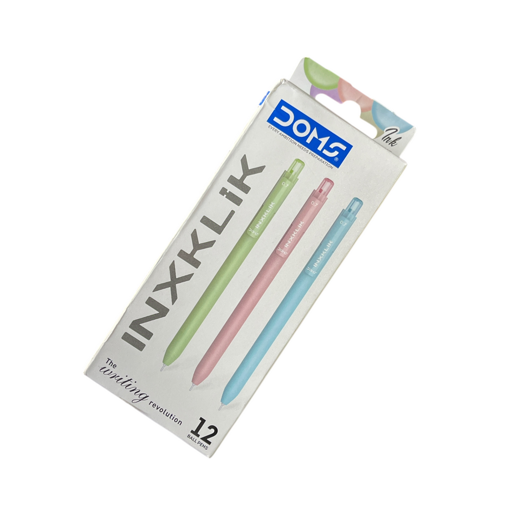 D.O.M.S Inxklick 0.7mm Click Ballpoint Pens Soft Blue Ink