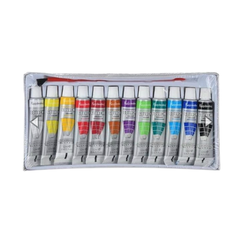 Keep Smiling Gouache Color Set 12 Colors 12Ml Tubes + Brush Keep Smiling