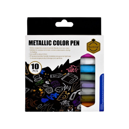 Keep Smiling Metallic Color Pen Set Of 10 Pens 2mm - Multicolor