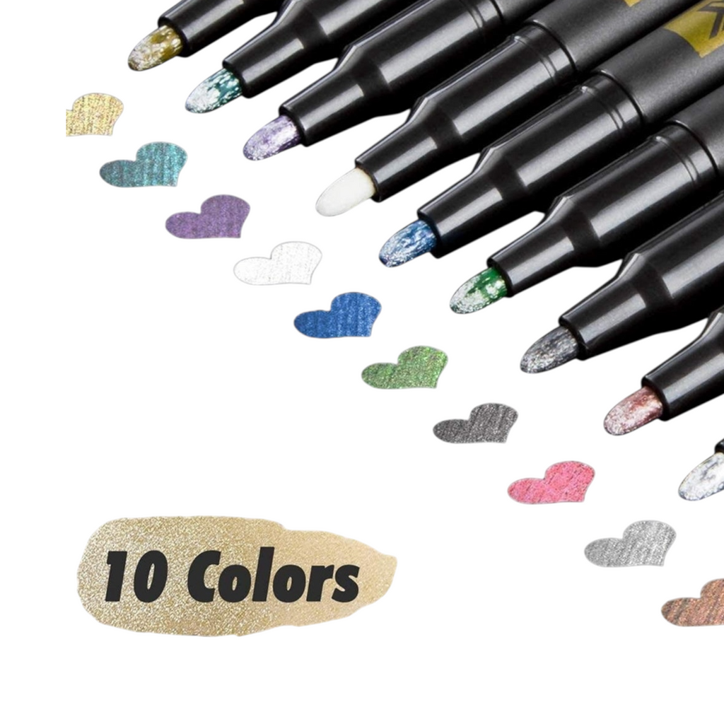 Keep Smiling Metallic Color Pen Set Of 10 Pens 2mm - Multicolor