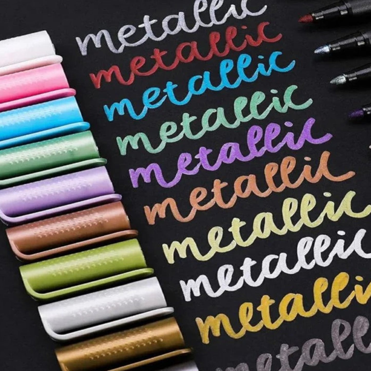 Super Stars Adult Coloring Book + Metallic Color Pen Set – 10 Colors (2mm)
