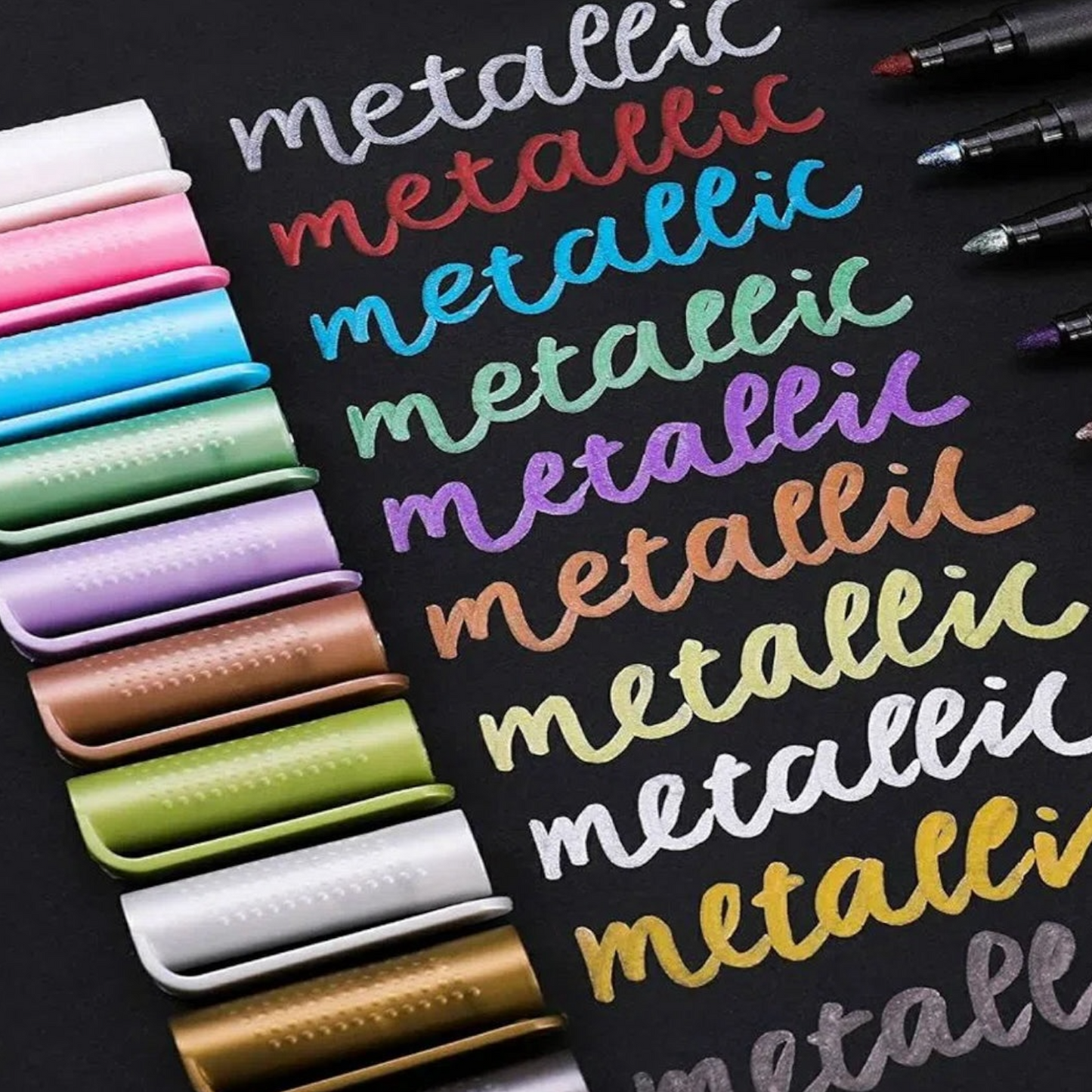 Keep Smiling Metallic Color Pen Set Of 10 Pens 2mm - Multicolor