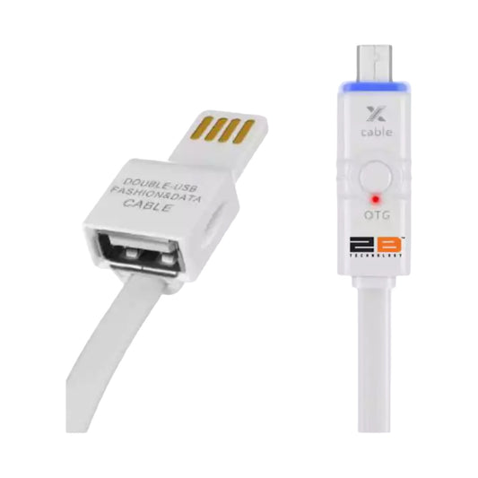 2B Connecting Solution Flat Cable with Otg Date and Charge, White