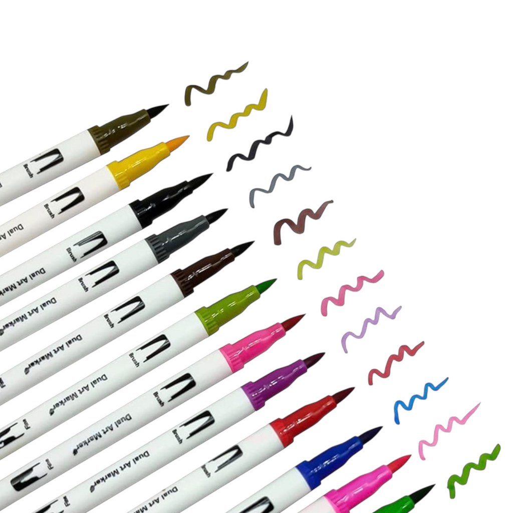 Dual Tip Brush Pen 12 Colour Set (12Dtbp)