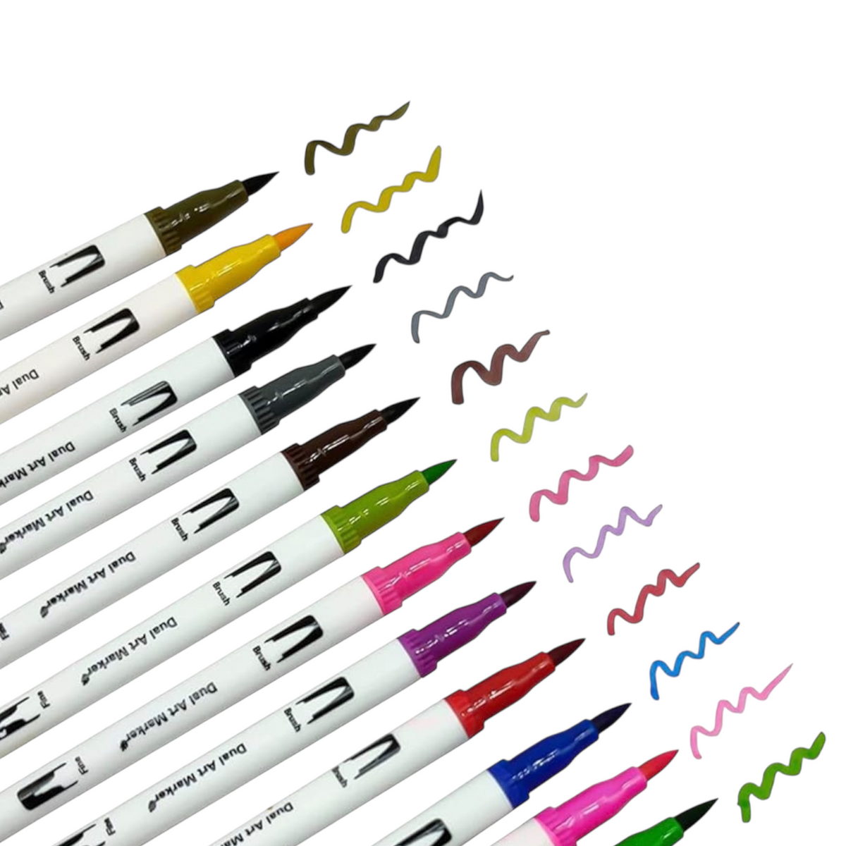 Dual Tip Brush Pen 12 Colour Set (12Dtbp)